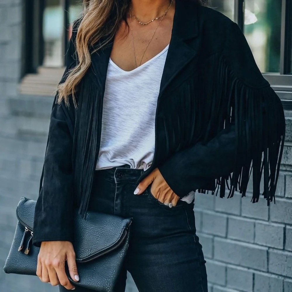 Black Fringe Western Jacket - Women - Picture 4 of 6